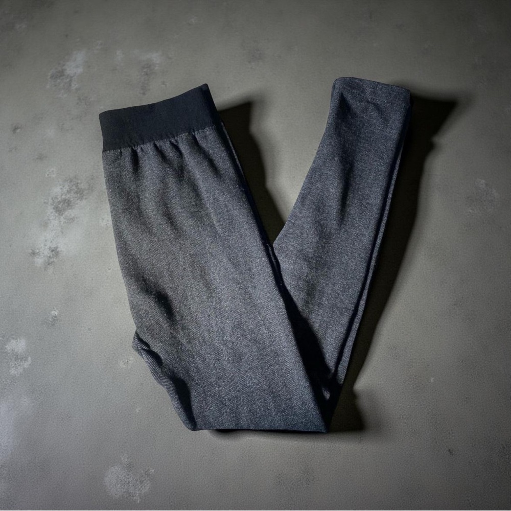 Gray Herringbone Fleece Leggings